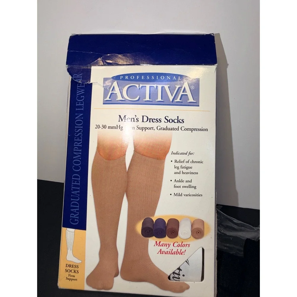 Activa Professional Mens Compression Dress Socks 20-30 mmHg Black Medium H3562